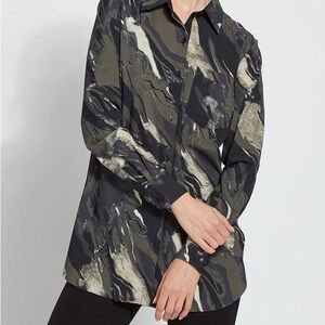 LYSSE Underland Green Microfiber buttondown blouse NWT XL
